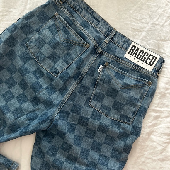 RAGGED Jeans checker print baggy jeans - Picture 2 of 4